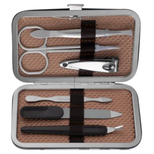 6 Piece Vanity Manicure Set Case Open